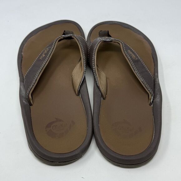 Olukai Ohana Sandals Flip Flops Mens 10 Brown Thong Comfort Casual Beach Preppy - Picture 9 of 15